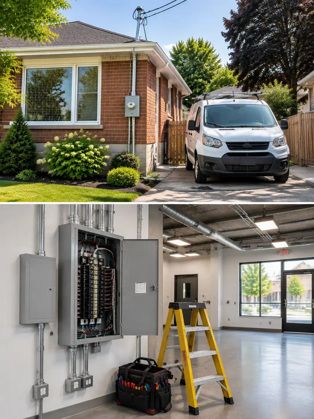 Licensed electrician working at a residential and commercial property in Brantford