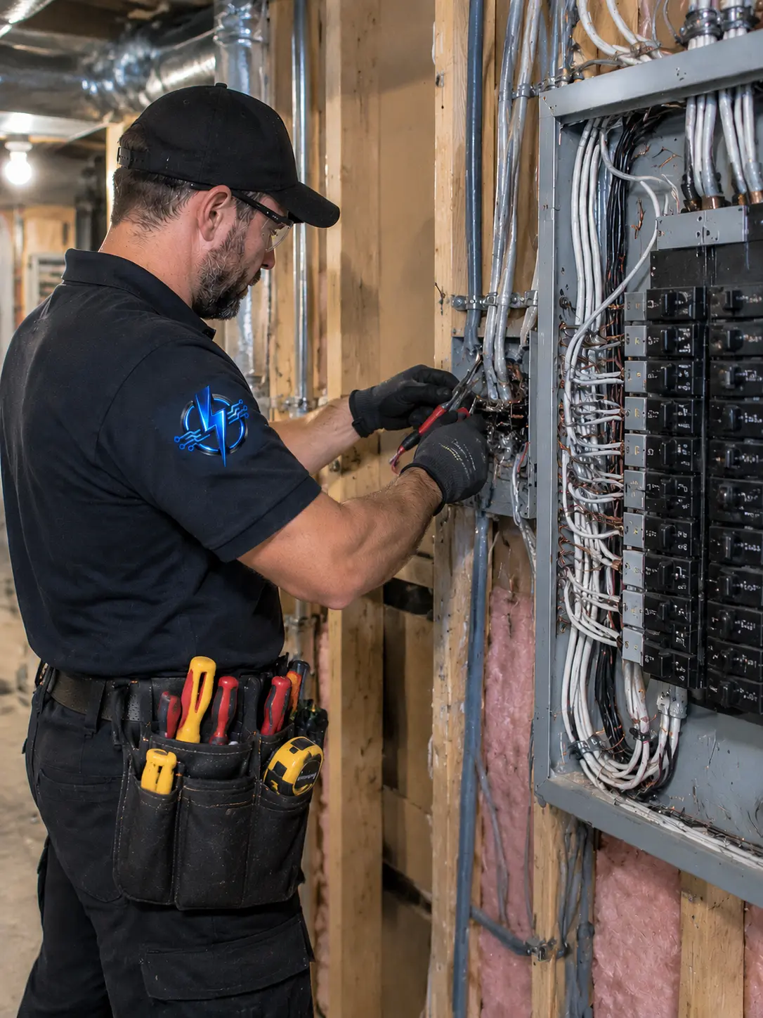 Electrician rewiring aluminum circuits with copper in a Brantford home